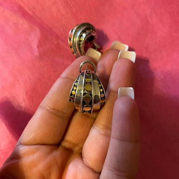 John Hardy 18K Gold & Sterling Silver Dot Deco Buddha Belly Earrings - Picture 4 of 4